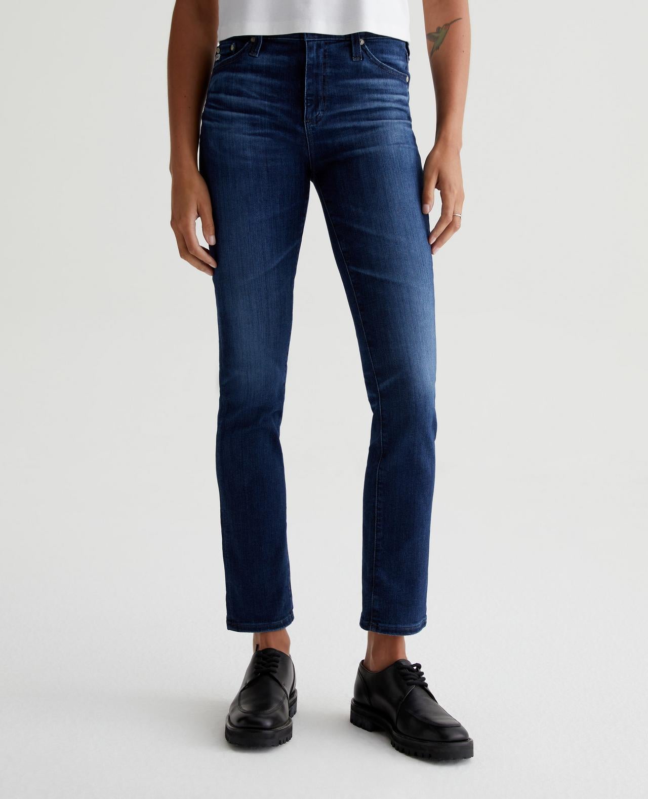 High Waist Straight Ankle Jeans - Newport Wash