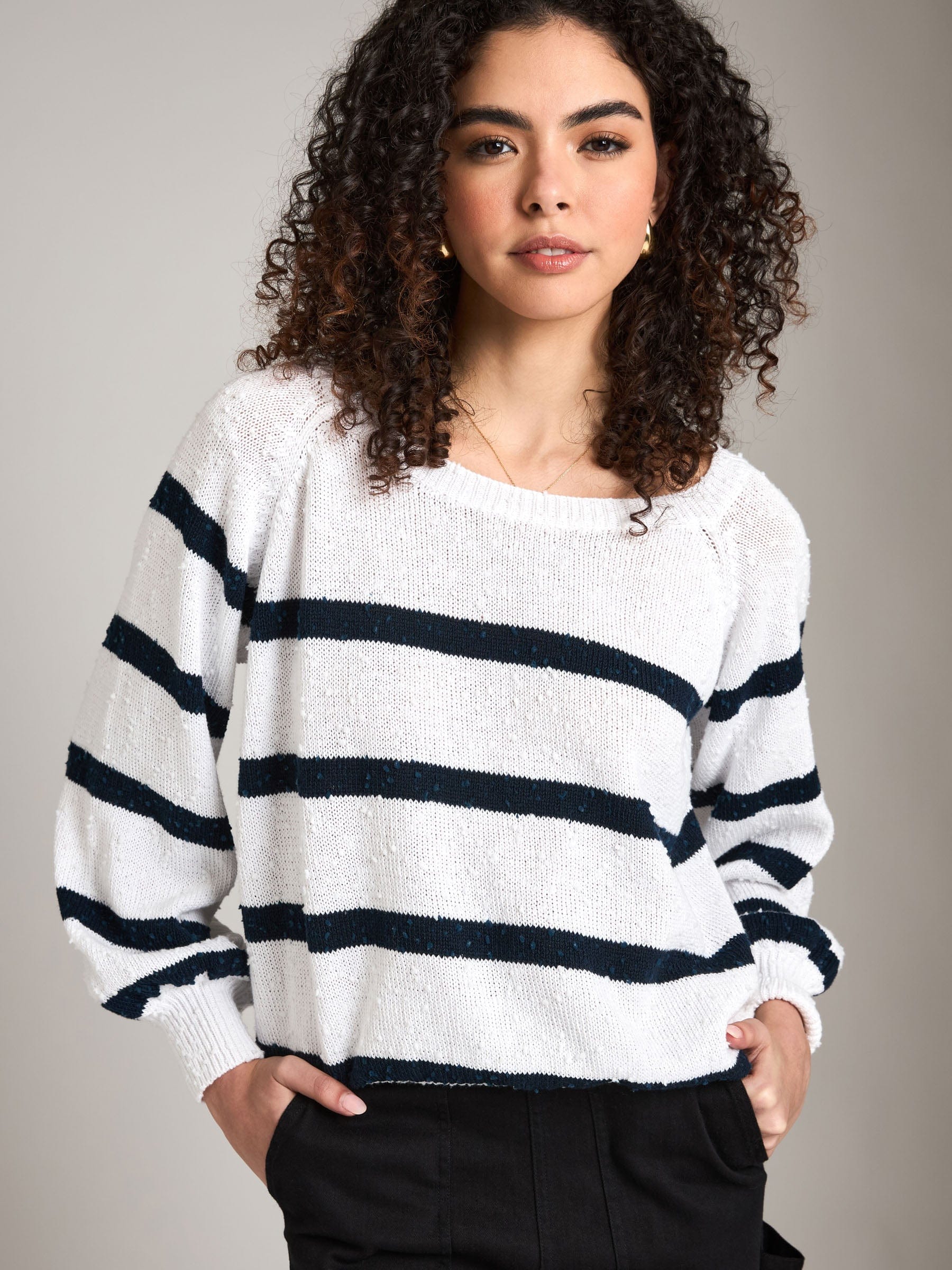 Stripe Erik Crew Raglan Pullover