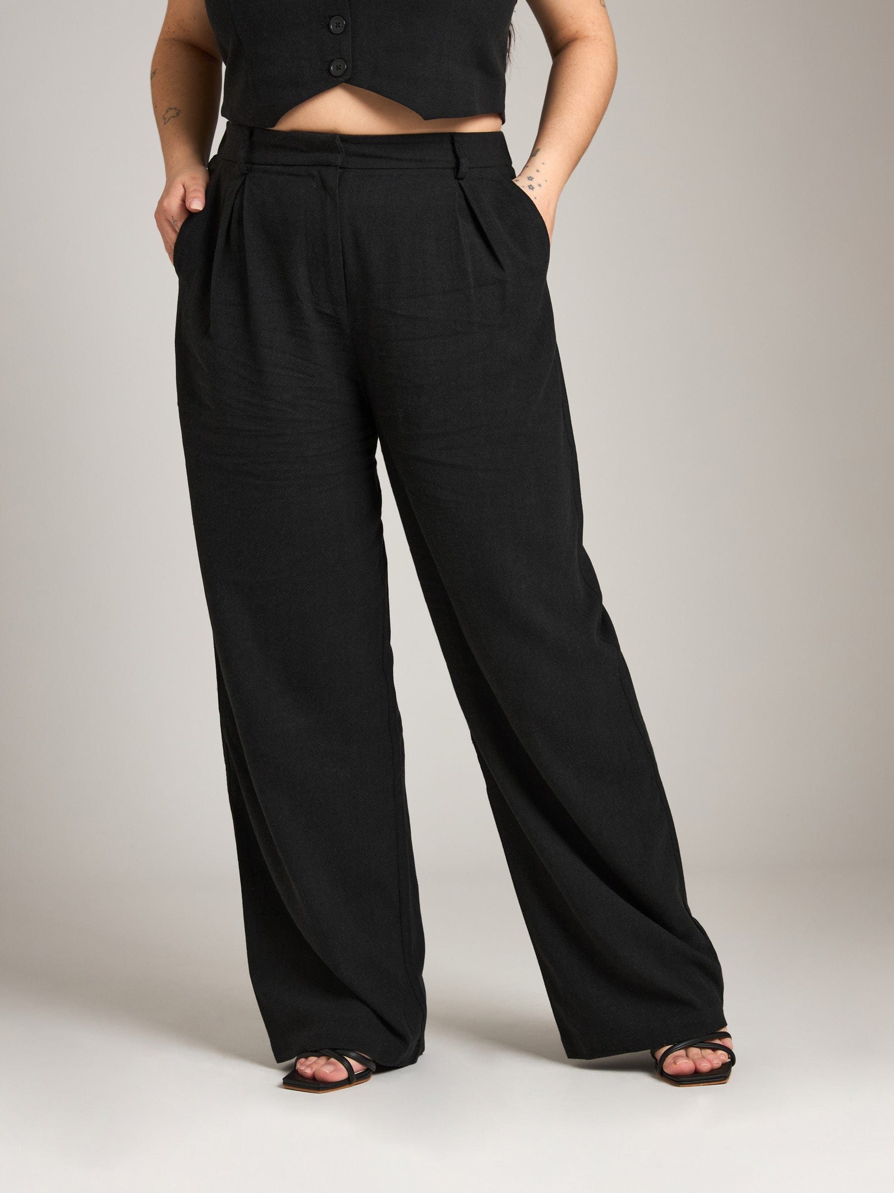 Linen Blend Jayda Pleated Pants