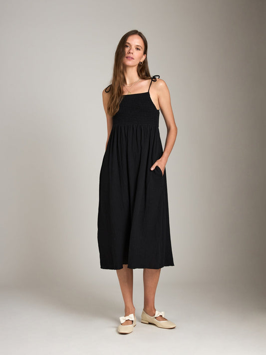 DRESSES - LOVEFINN - Gauze Tied Shoulder Dress - PLENTY