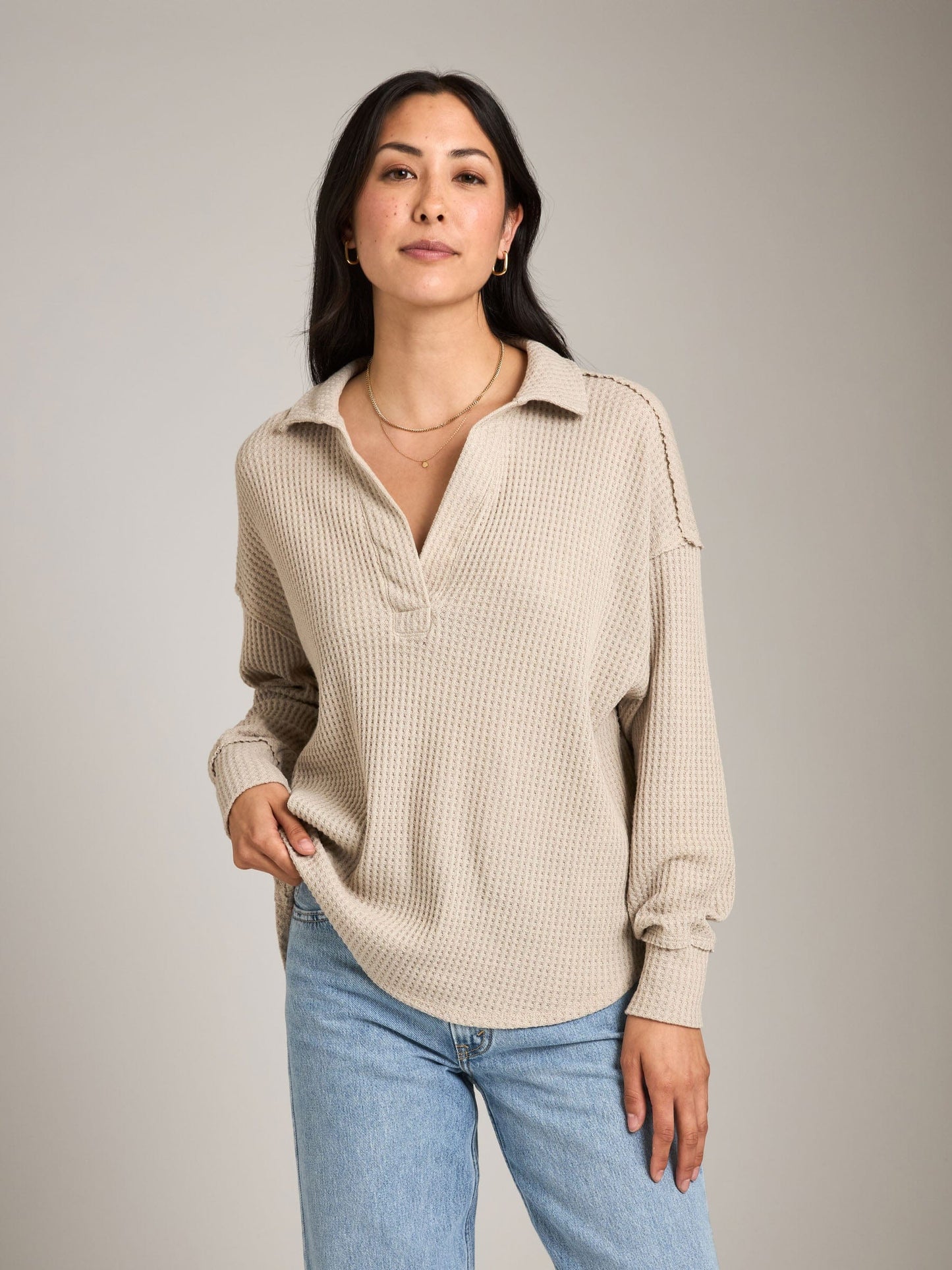 TOPS - LOVEFINN - Collared Knit Top - PLENTY