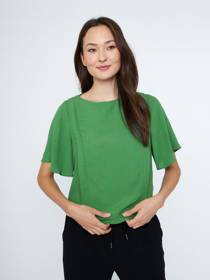 tops - Monk & Lou - Moana Pleat Boatneck Blouse - PLENTY