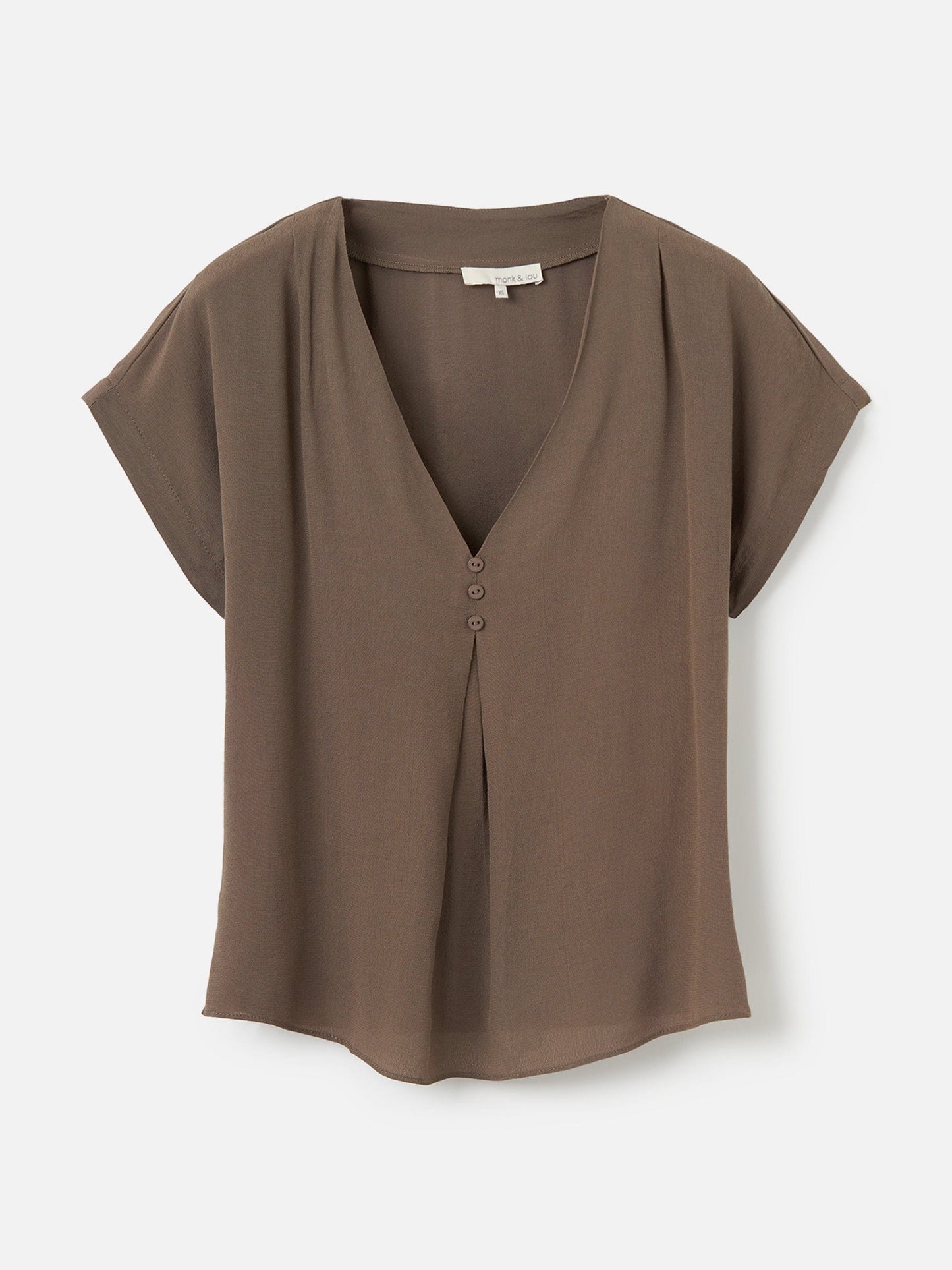 Monk & Lou tops Taupe Brown / 2XS Ana Short Sleeve Blouse