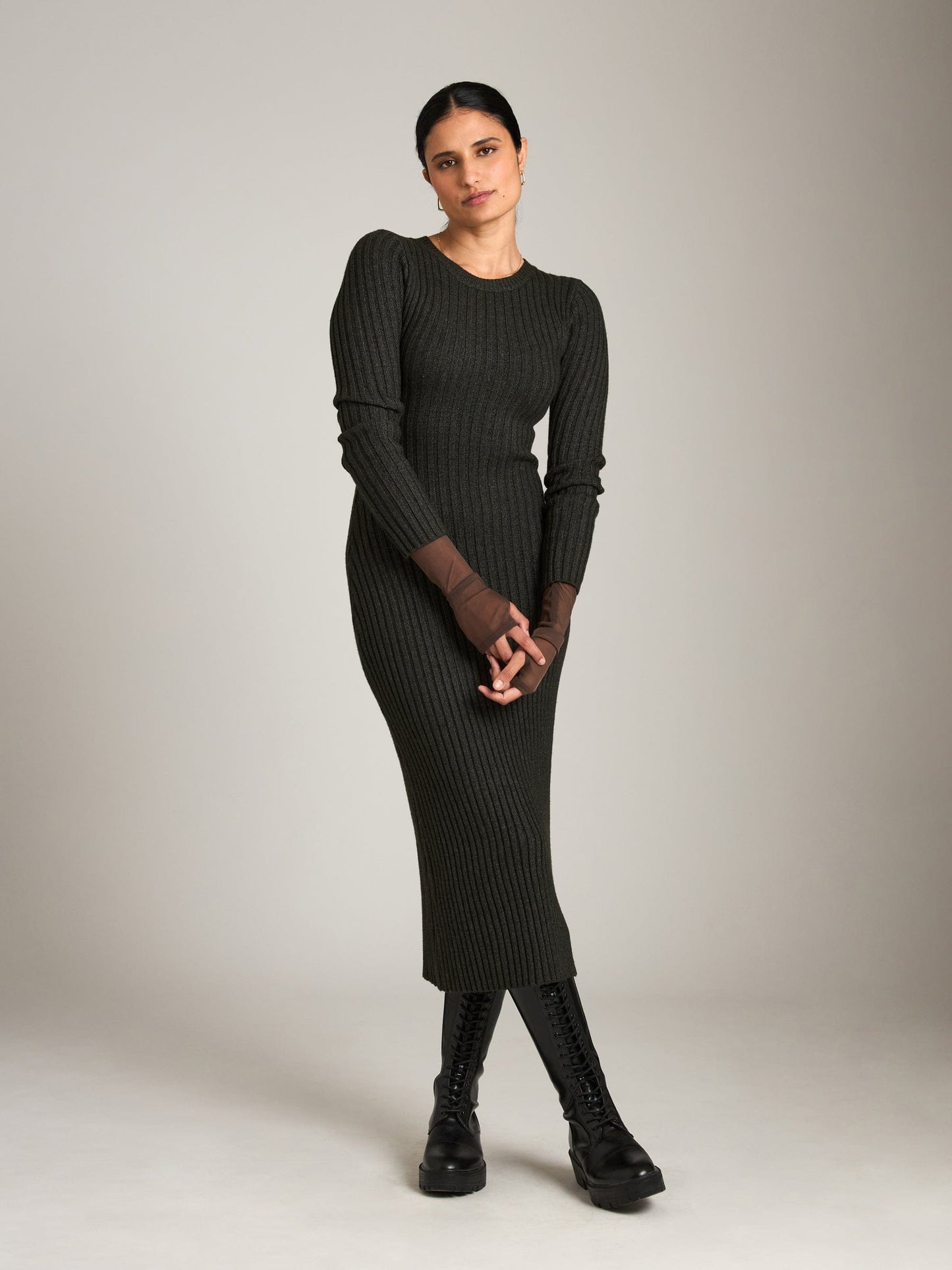 Monk & Lou DRESSES Heather Coal / 2XS Claude Sweater Dress