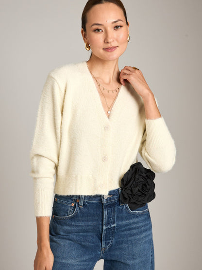 Monk & Lou Sweater Solid Milk Latte / 2XS Jacquard Renia Relaxed Cardi