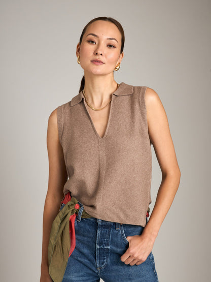 Monk & Lou sweater Malt / 2XS Willa Polo Vest