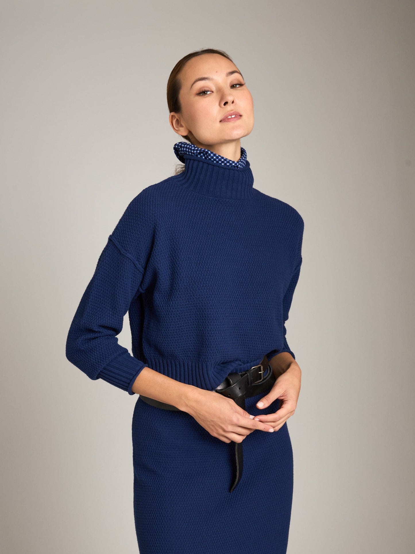 Monk & Lou sweater Ink Blue / 2XS Rani Relaxed Mock Neck Sweater