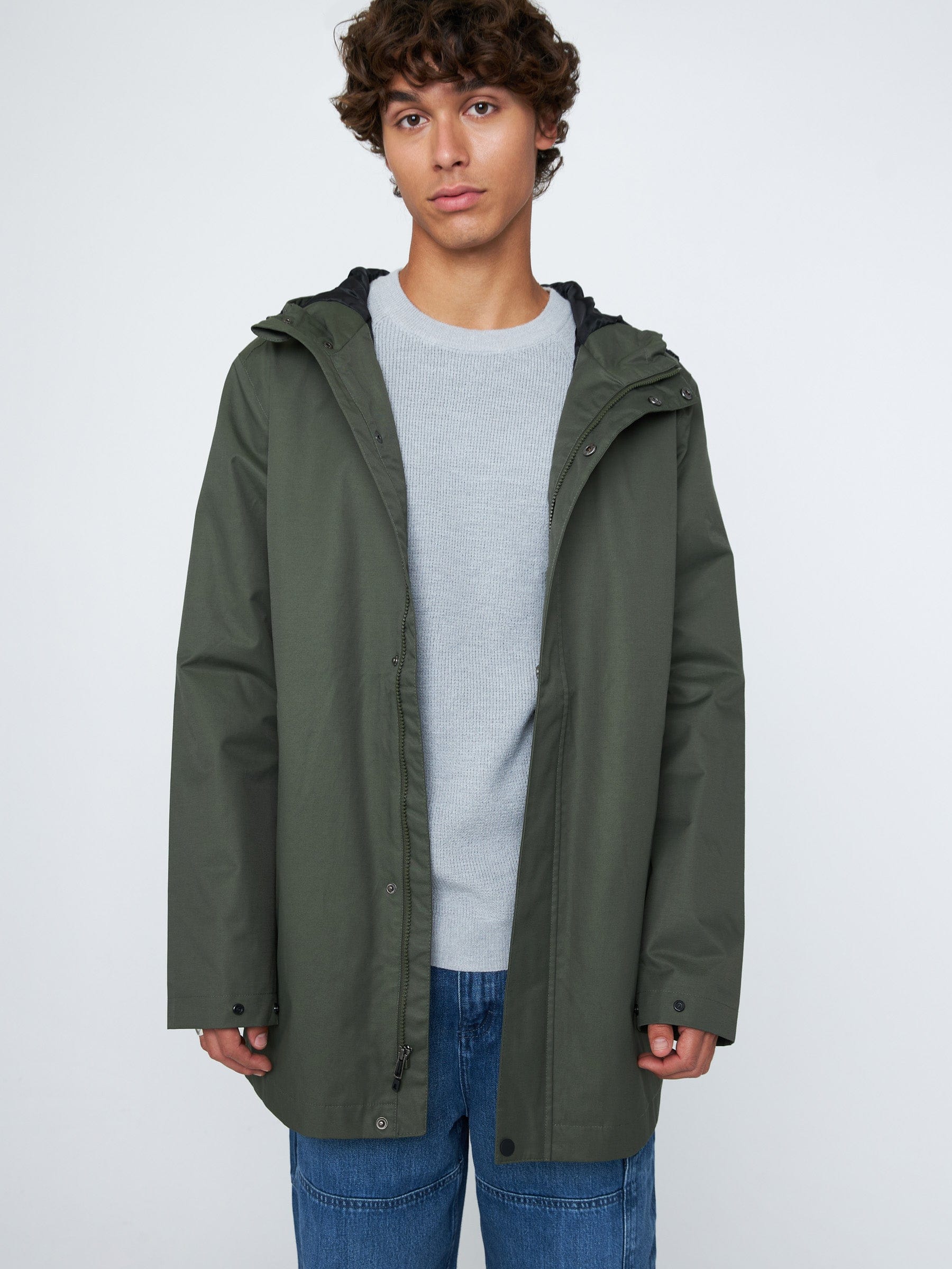 Mens lined rain on sale coat