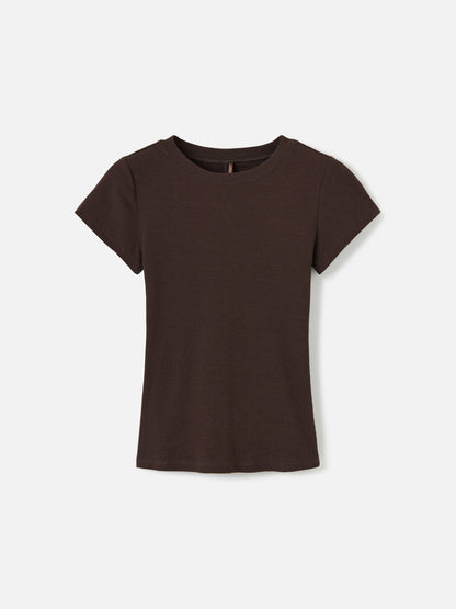 Ribbon Luxe tops Coffee Bean / XS Babyrib Sara Baby Tee