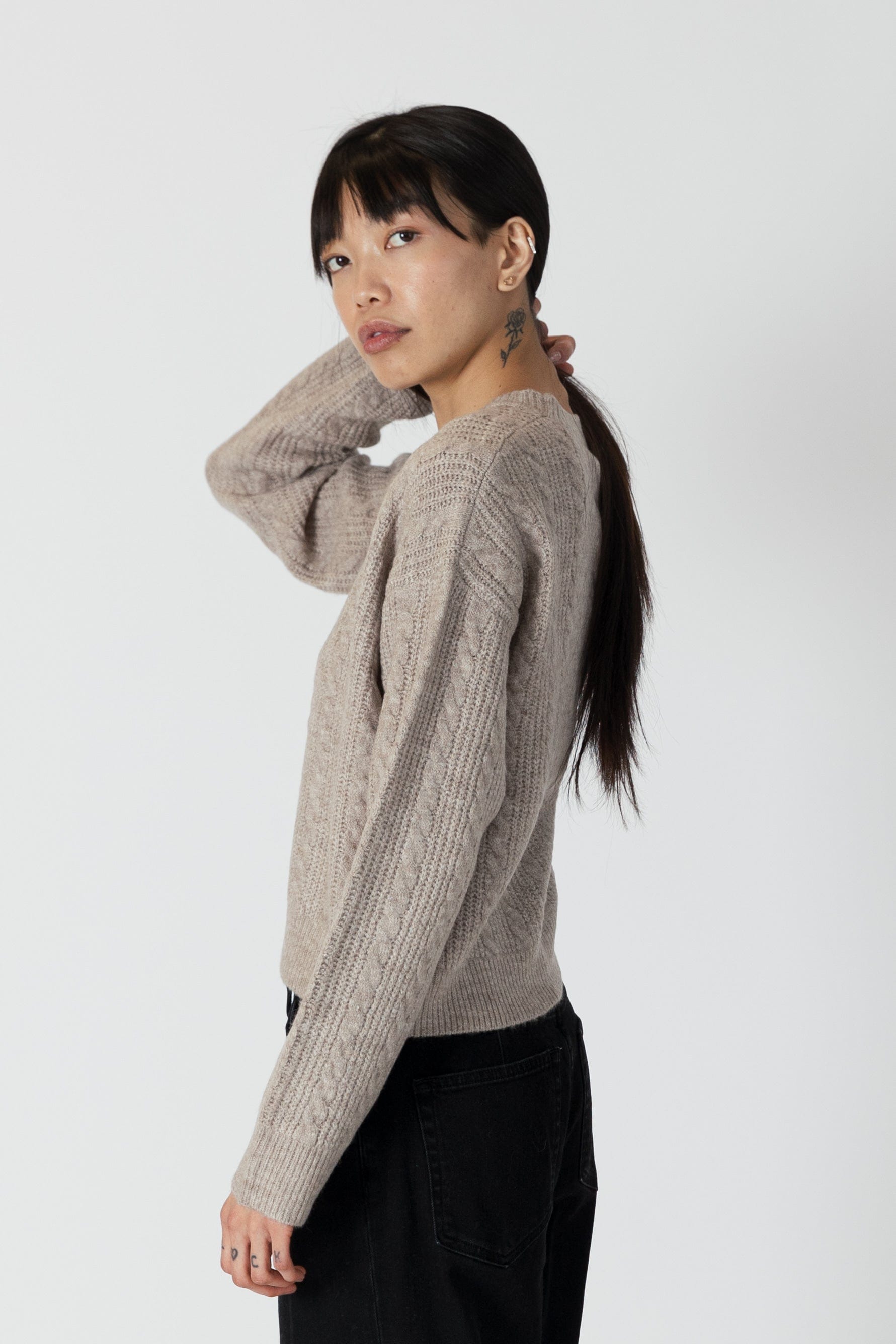 sweater - LYLA + LUXE - Addie Cable Crew - PLENTY