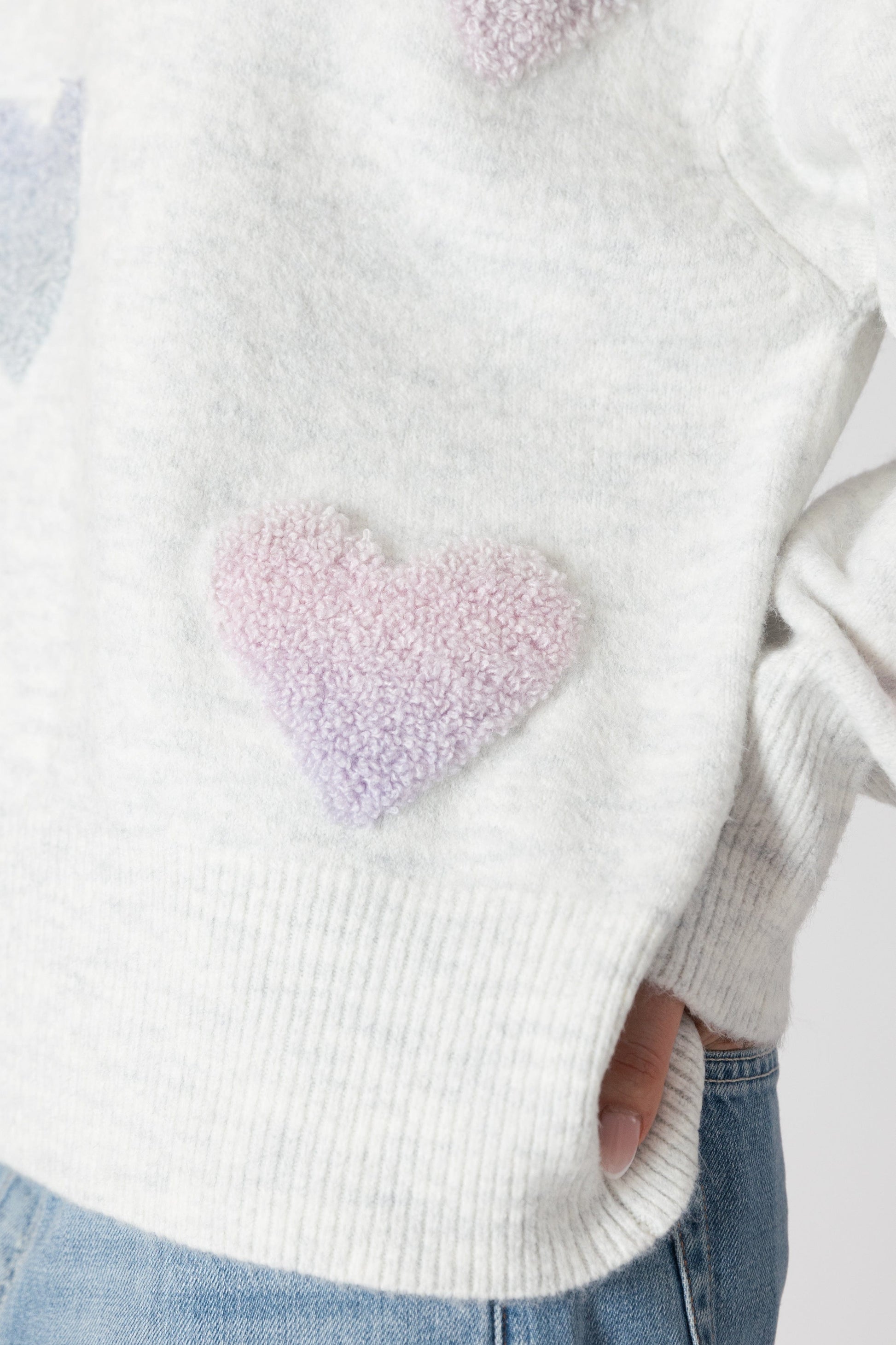 sweaters - LYLA + LUXE - Ajax Eco Sherpa Heart Sweater - PLENTY