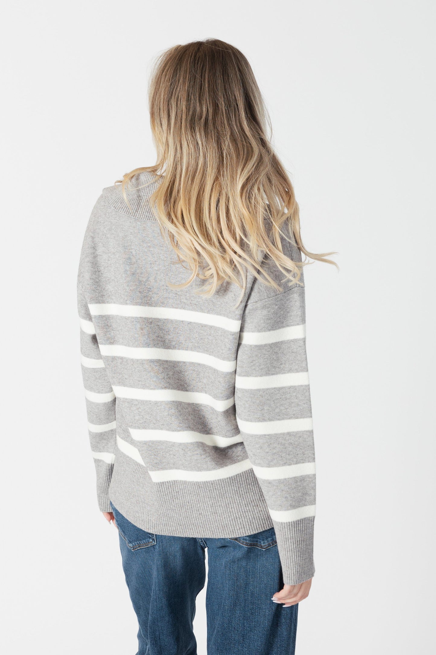 sweaters - LYLA + LUXE - Brooke Striped Collar Pullover - PLENTY