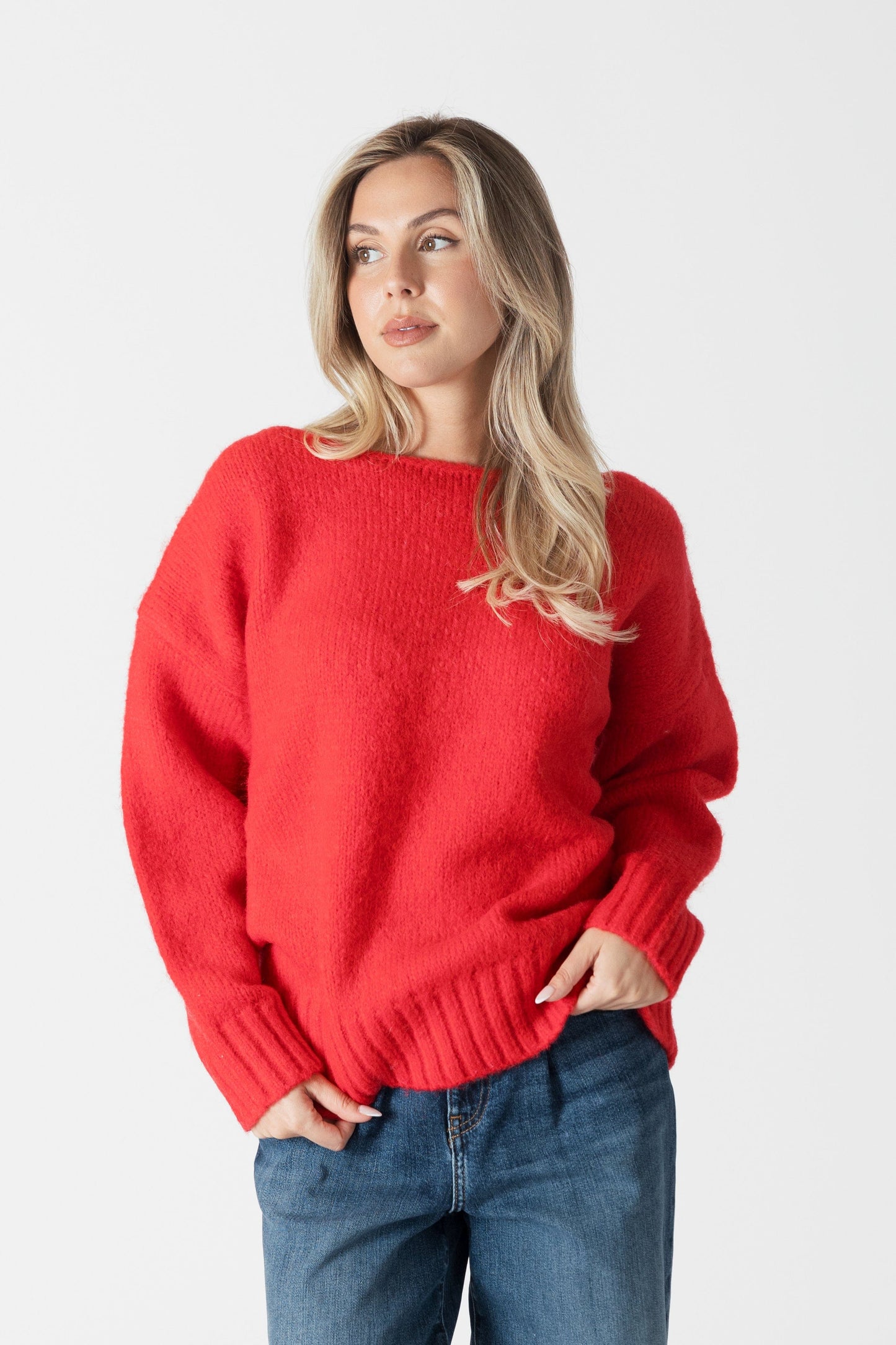 LYLA + LUXE Sweater Red / XS Cinna Oversized Crewneck Sweater