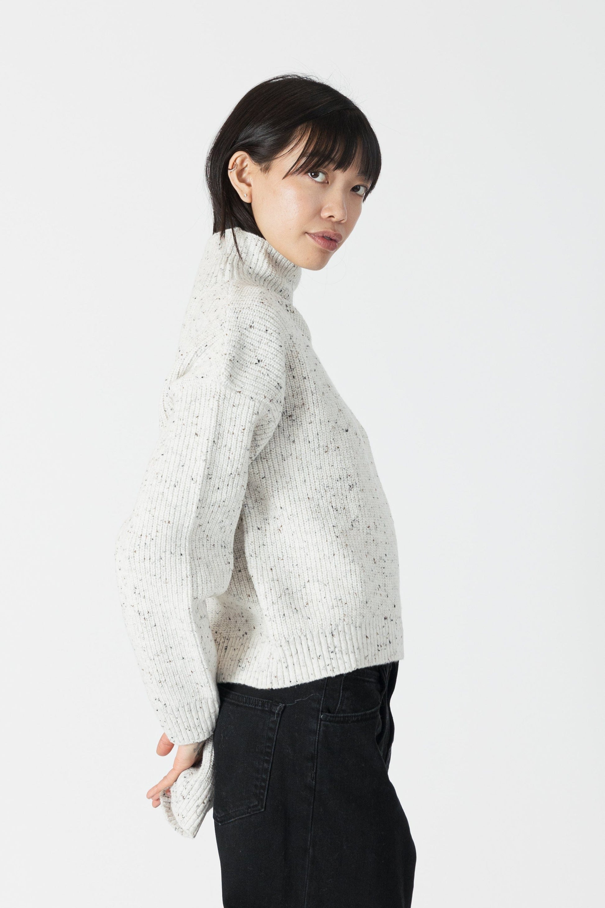 sweater - LYLA + LUXE - Evolet Fleck Rib Mockneck - PLENTY