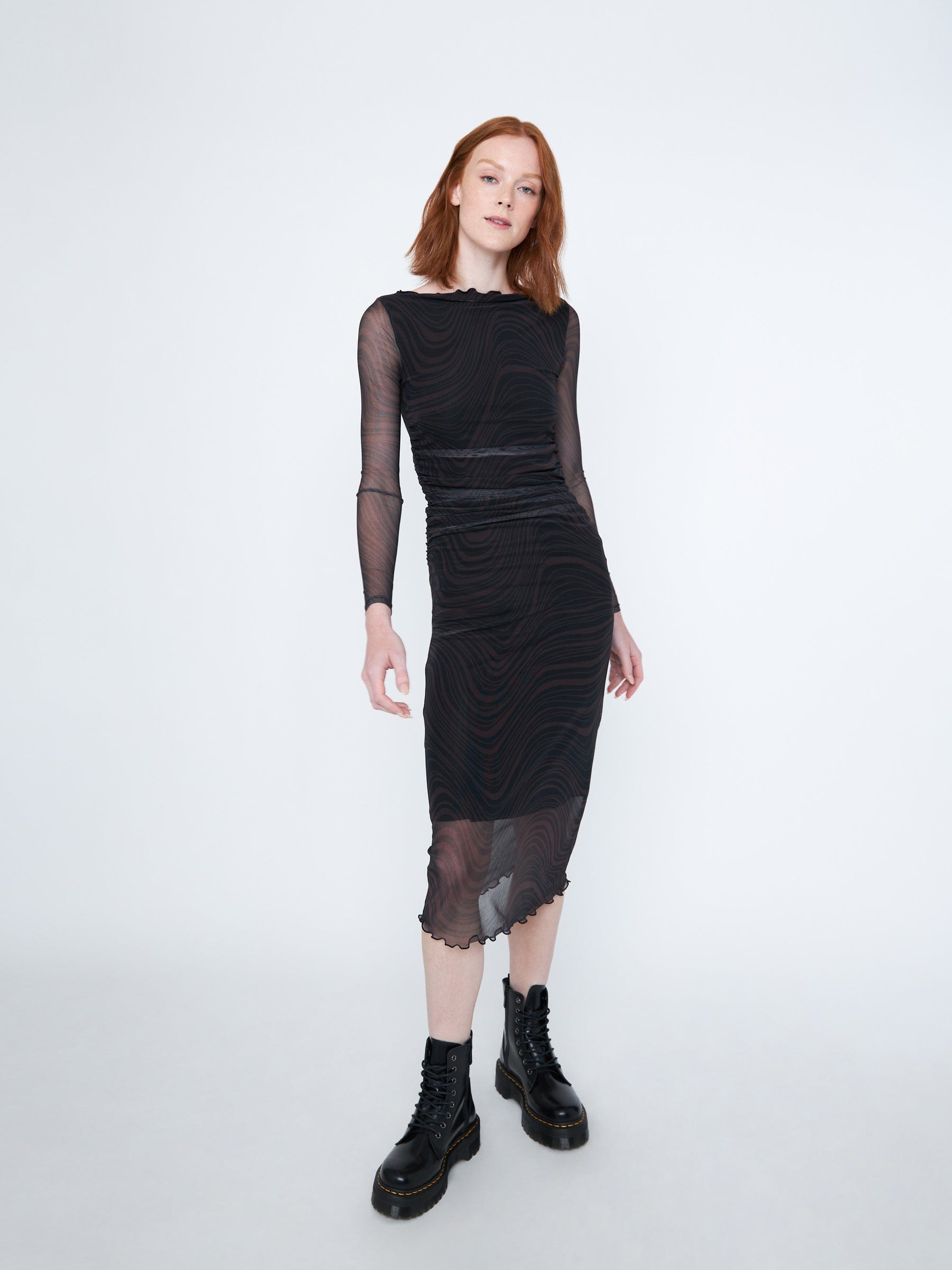 Mesh Print Noemi Ruched Dress