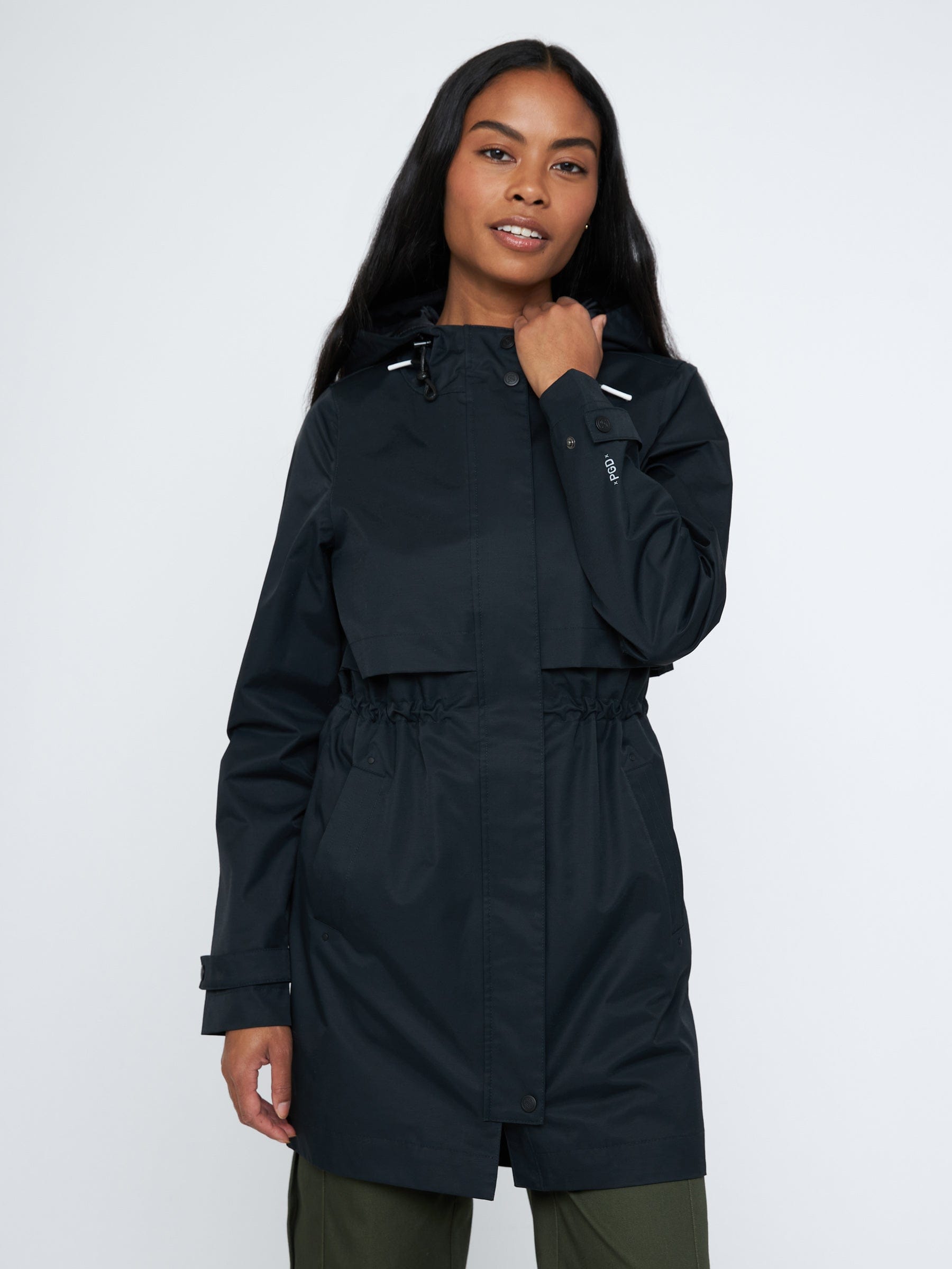 Long black rain jacket on sale womens