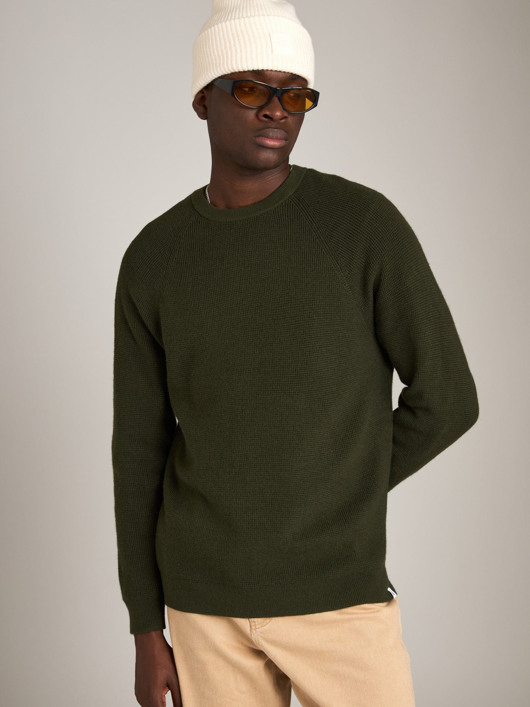 Honeycomb Knit Crew Neck Pullover