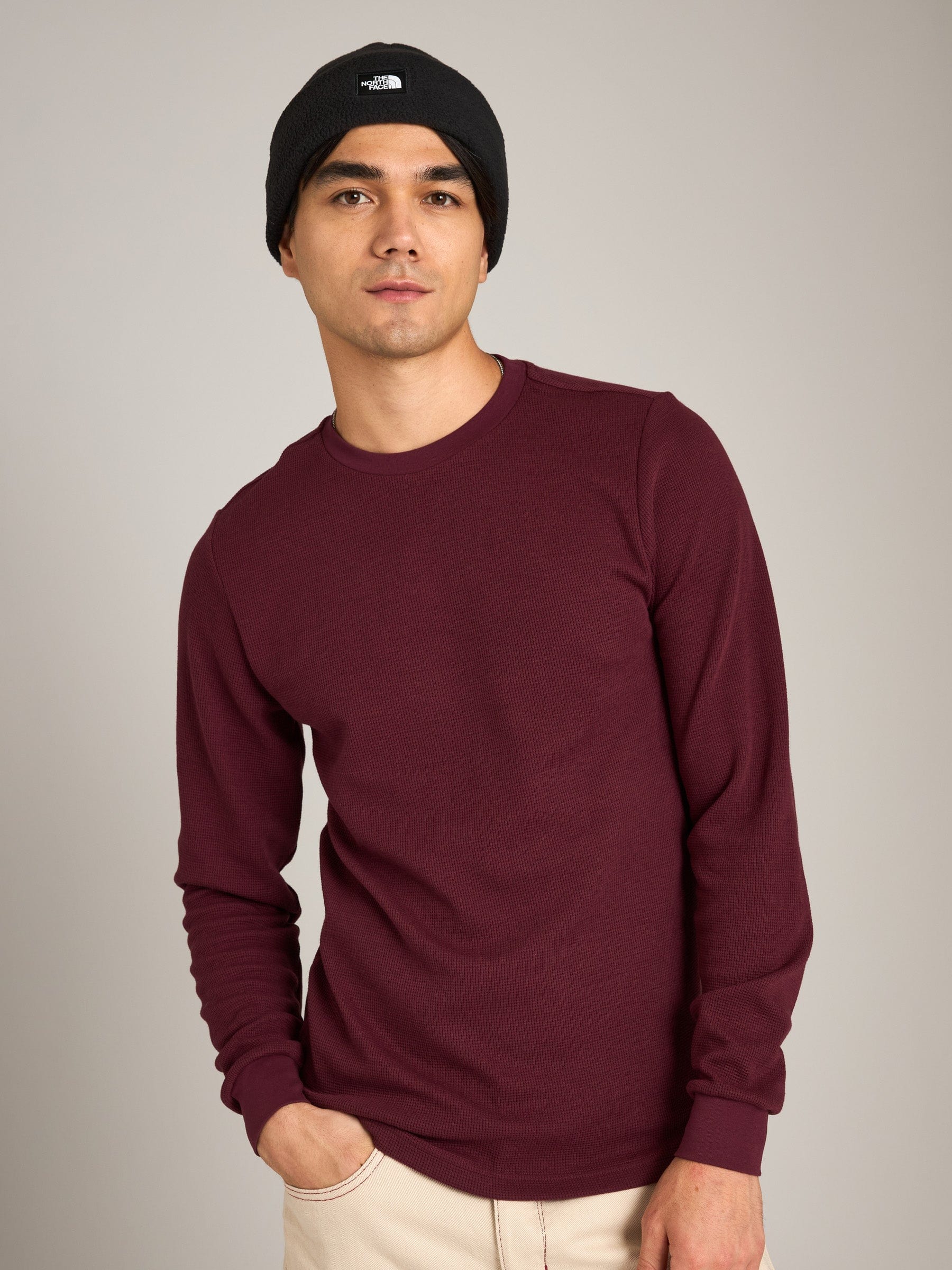 ATRIUM M TOPS Maroon / S Thermal Jersey Longsleeve T-Shirt