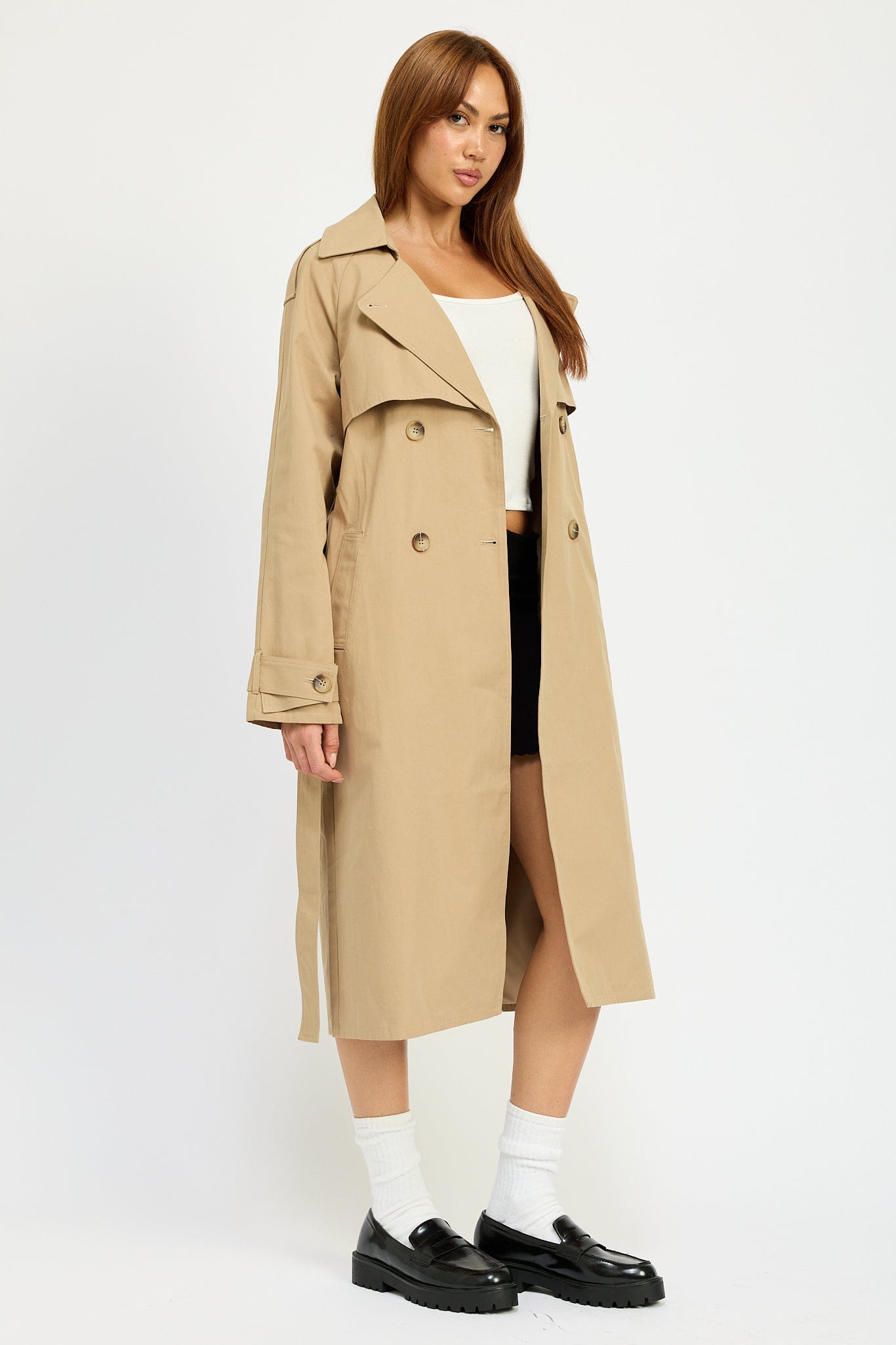 EMORY PARK OUTERWEAR Khaki / S Double Breast Trench Coat