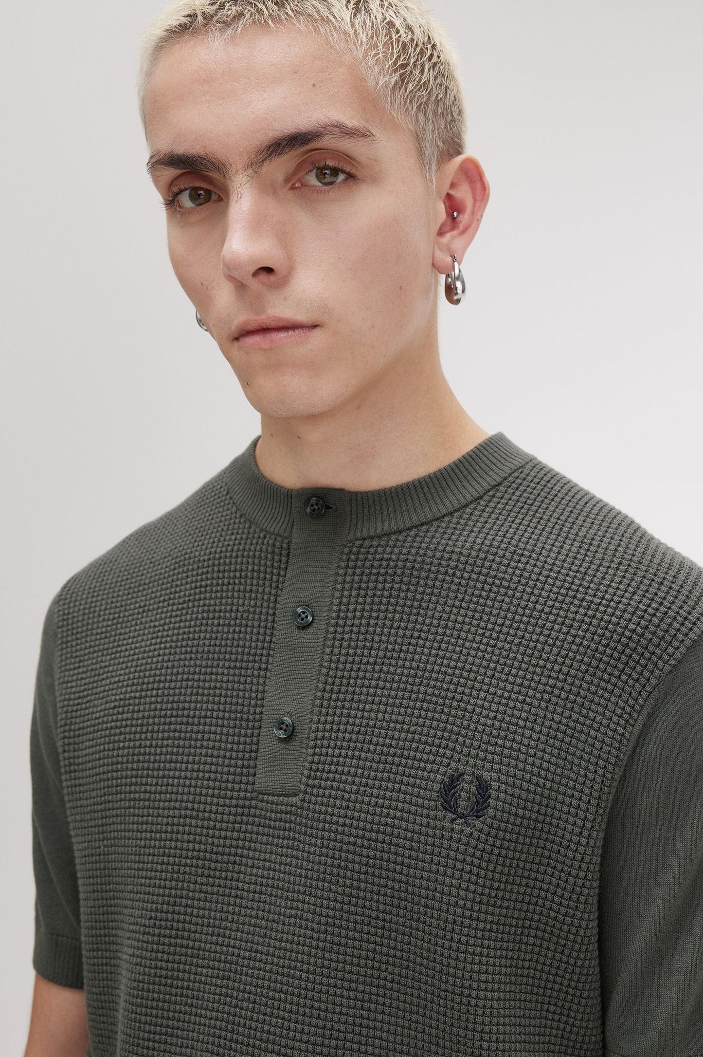 FRED PERRY m tops Waffle Stitch Henley Shirt