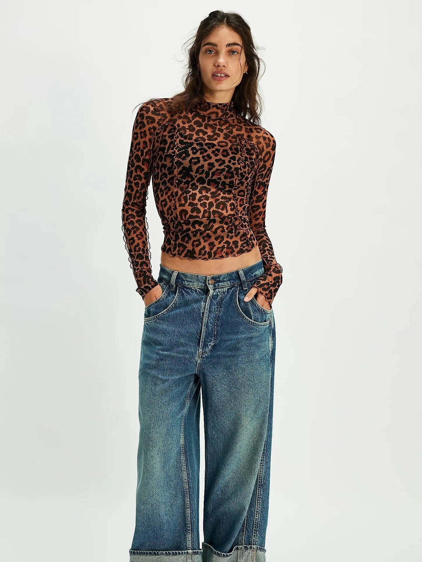 FREE PEOPLE TOPS Charlie Printed Mesh Top