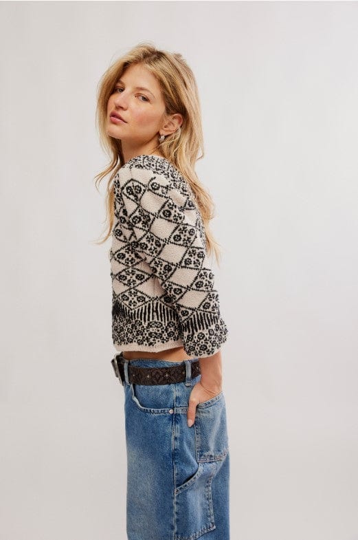 FREE PEOPLE Sweater Geo Floral Cardi