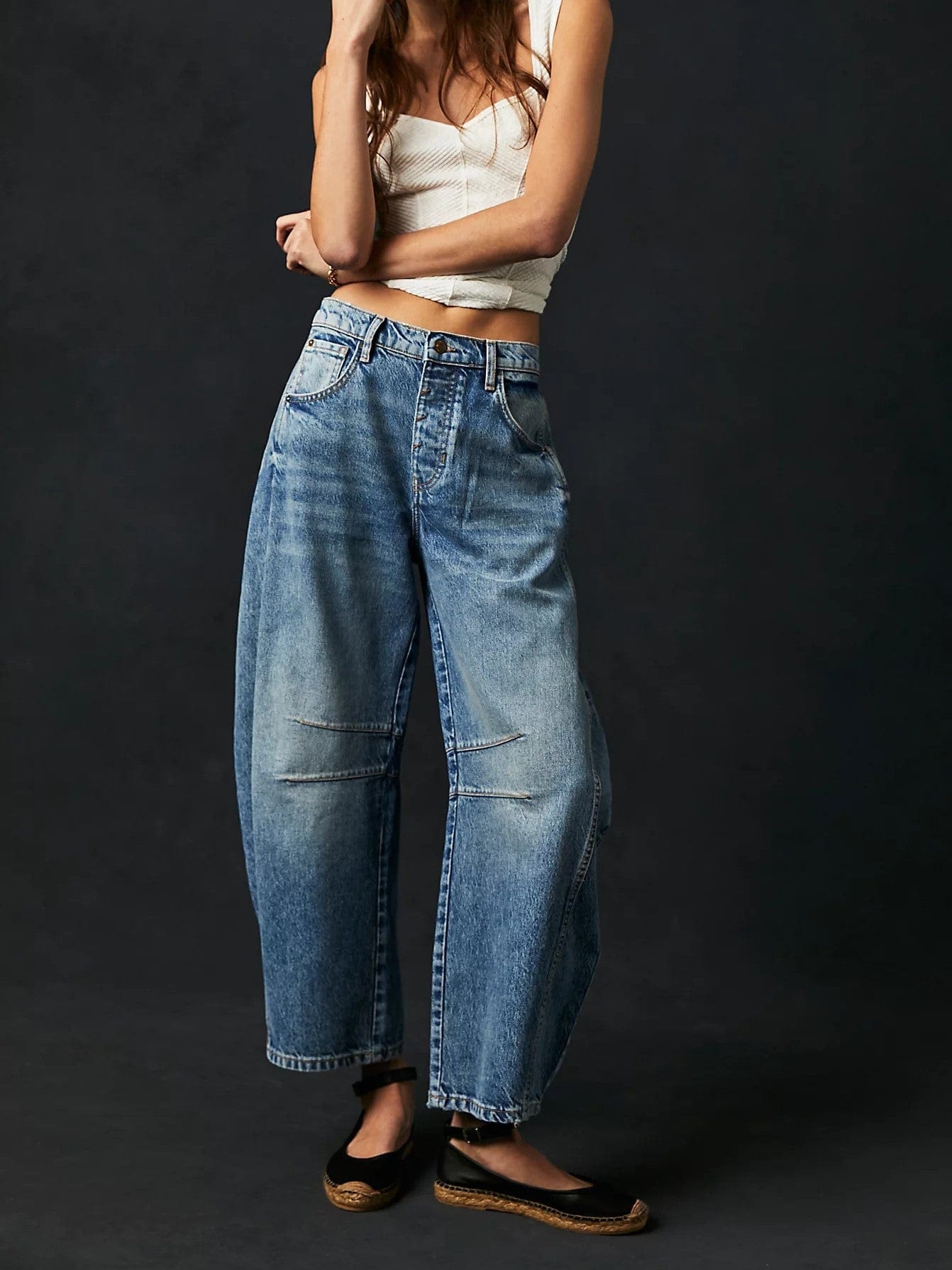 FREE PEOPLE denim Good Luck Mid Rise Barrel Jean