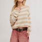 FREE PEOPLE Sweater Ivory Combo / XS Into The Blue Stripe Pullover