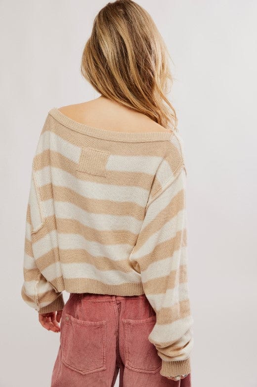 FREE PEOPLE Sweater Into The Blue Stripe Pullover