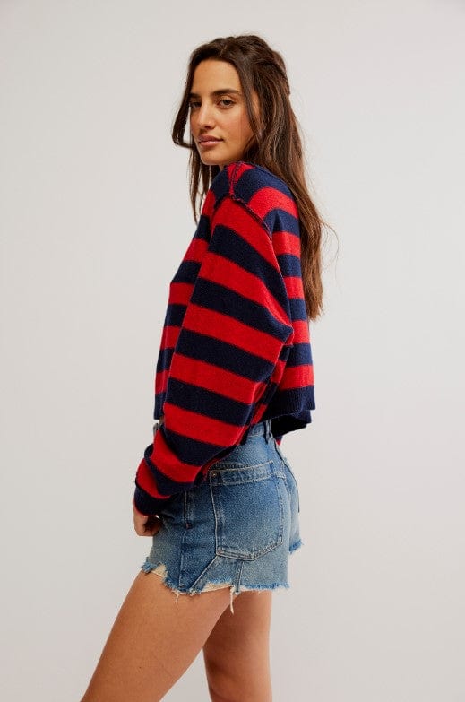 FREE PEOPLE Sweater Into The Blue Stripe Pullover