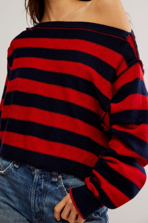 FREE PEOPLE Sweater Into The Blue Stripe Pullover