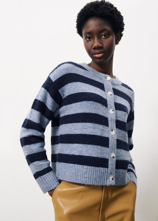 FRNCH Sweater Denim Blue / S Megane Stripe Cardigan