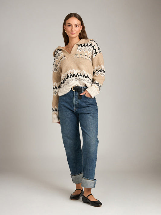 LOVEFINN sweater Adwoa Fairisle Polo Pullover