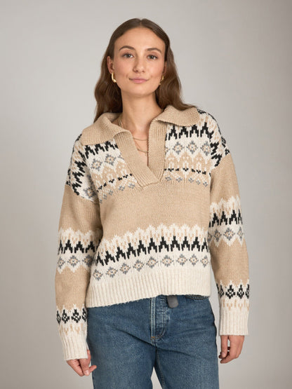 LOVEFINN sweater Natural / XS Adwoa Fairisle Polo Pullover