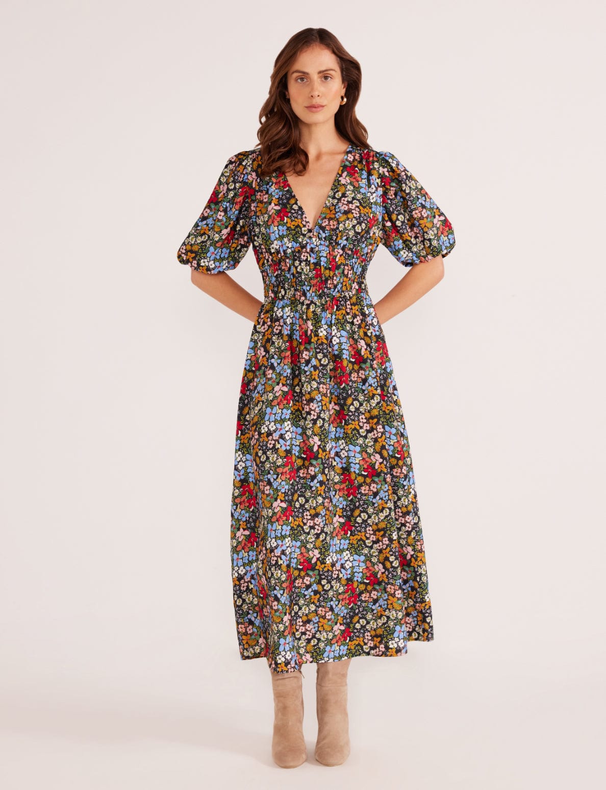 DRESSES - Minkpink - Josie Puff Sleeve Midi Dress - PLENTY