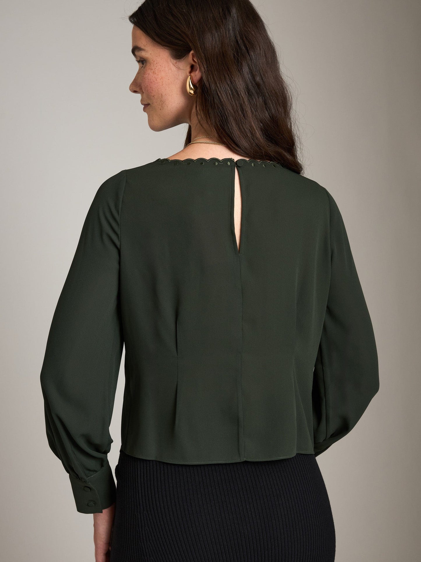 TOPS - Monk & Lou - Alora Scallop Boat Neck Blouse - PLENTY