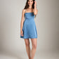 Monk & Lou DRESSES Mineral Blue / 2XL Satin Emory Smocked Flare Mini Dress