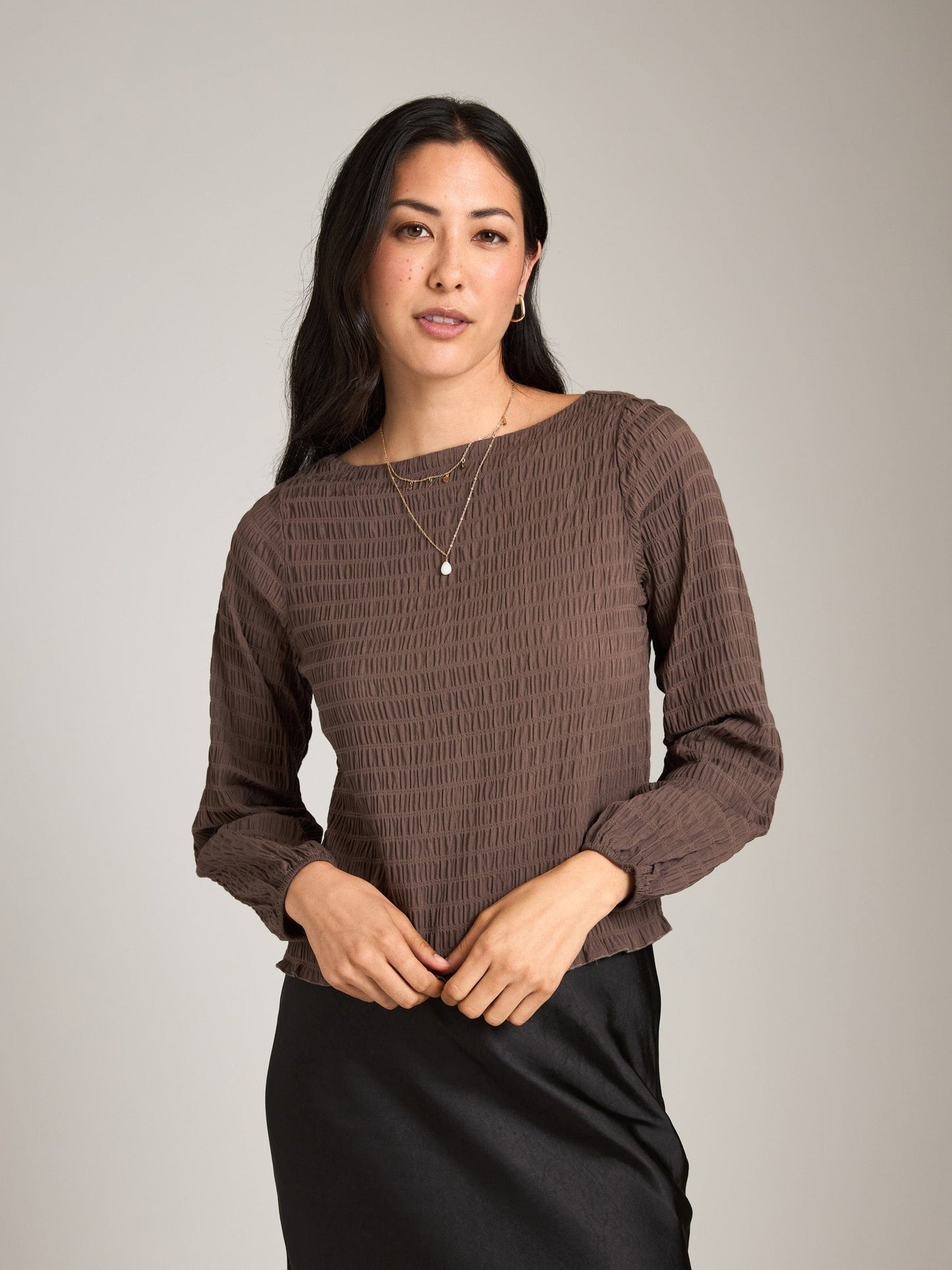 tops - Monk & Lou - Textured Christy Boatneck Blouse - PLENTY