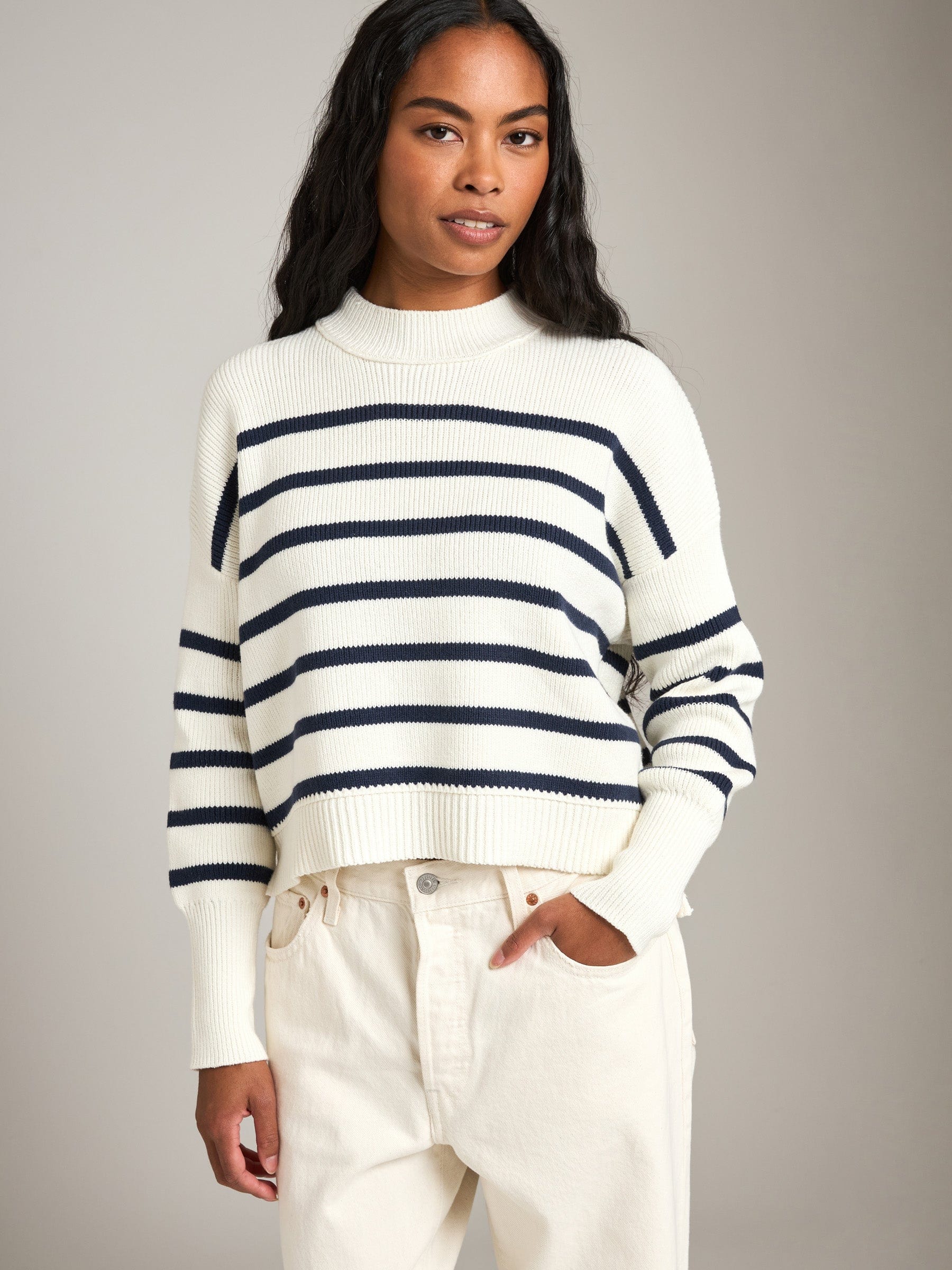 Monk & Lou Sweater Ecru Navy Stripe / 2XS Stripe Eli Pullover