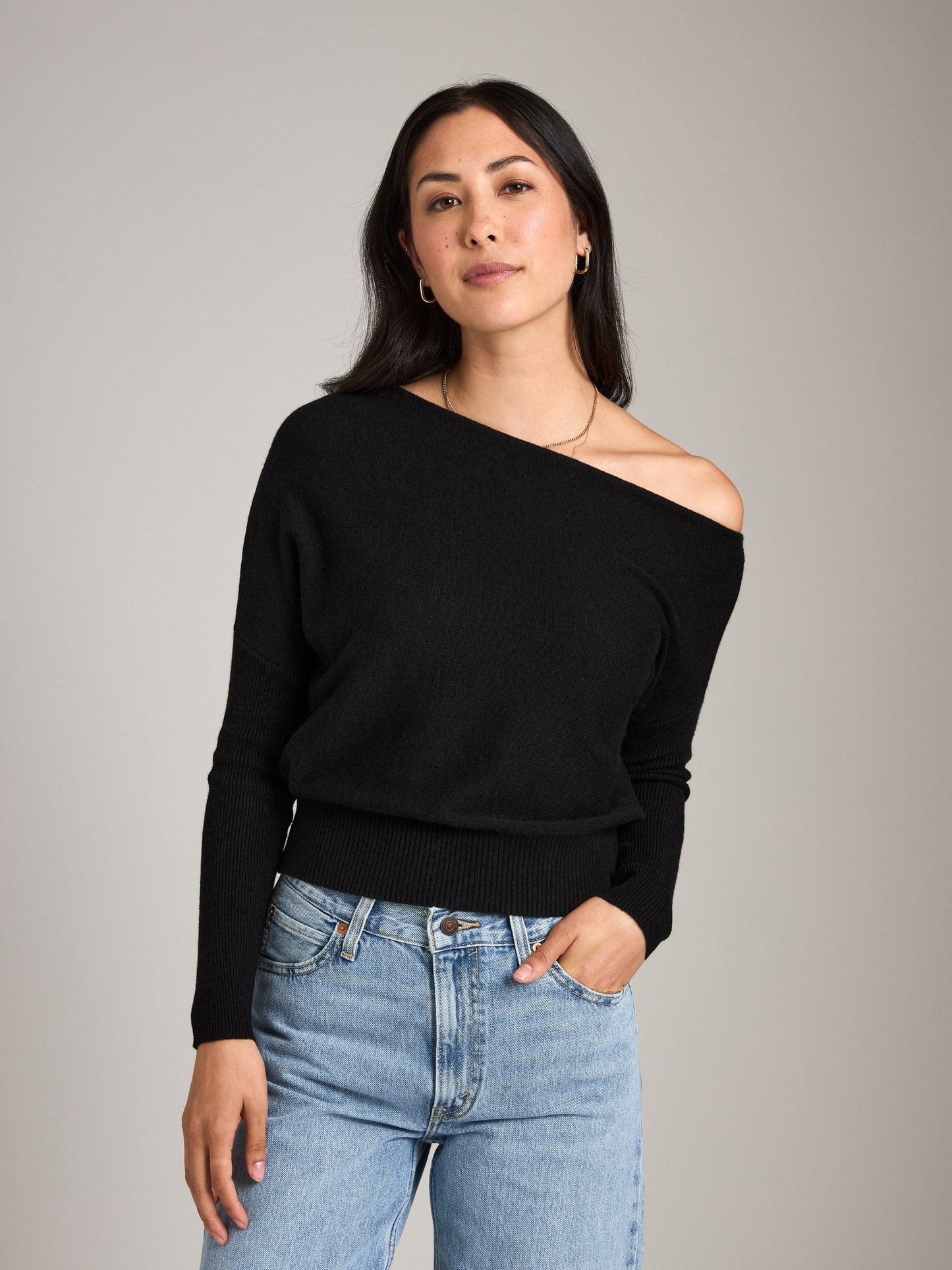 Monk & Lou Sweater Black / XS Helen Off Shoulder Sweater