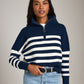 PLENTY Sweater Navy Icing Stripe / 2XS Ottoman Stripe Colby Quarter Zip Pullover