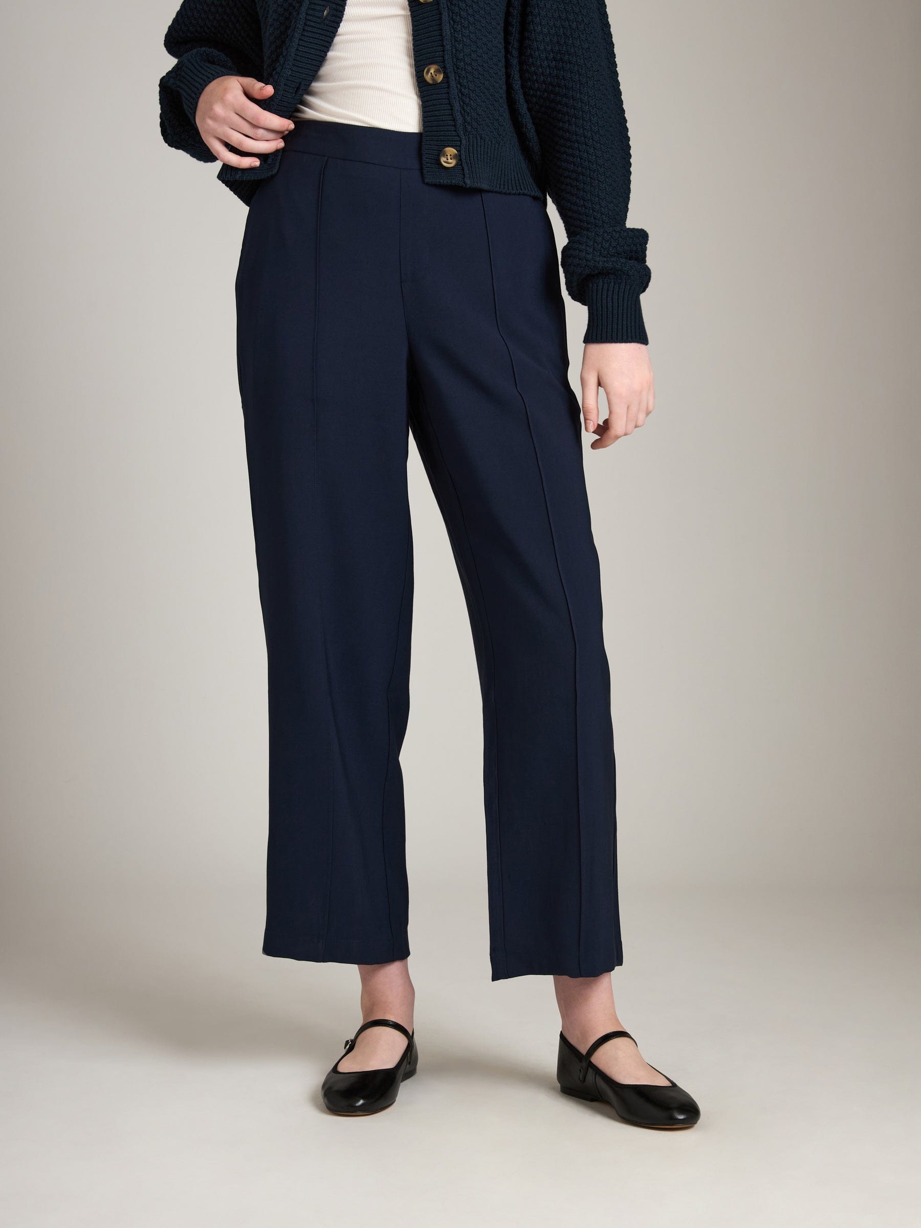 Monk & Lou BOTTOMS Navy / XS Alek Pintuck Trouser