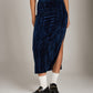 Monk & Lou Bottoms Marine / 2XS Pleated Velvet October Maxi Skirt