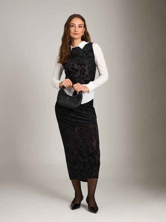 Monk & Lou BOTTOMS Rose Burnout Velvet October Maxi Skirt