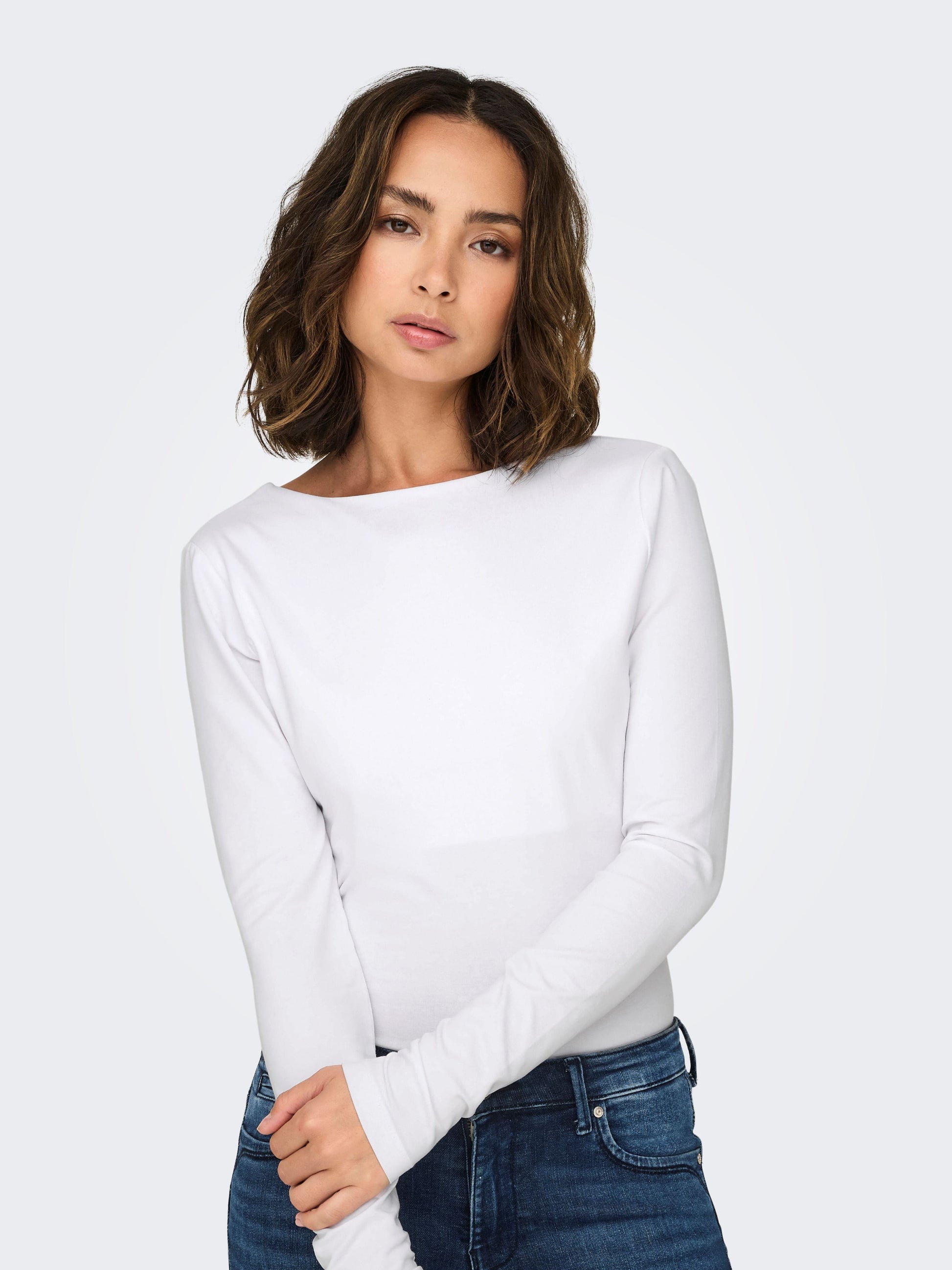 tops - Only - Choice 2-Way Scoop Neck Long Sleeve - PLENTY