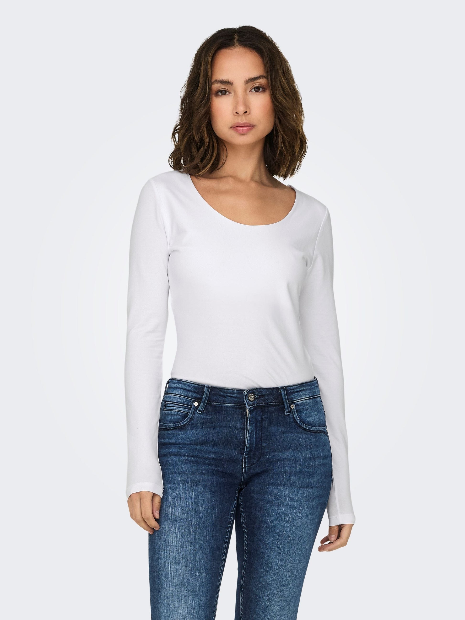 tops - Only - Choice 2-Way Scoop Neck Long Sleeve - PLENTY