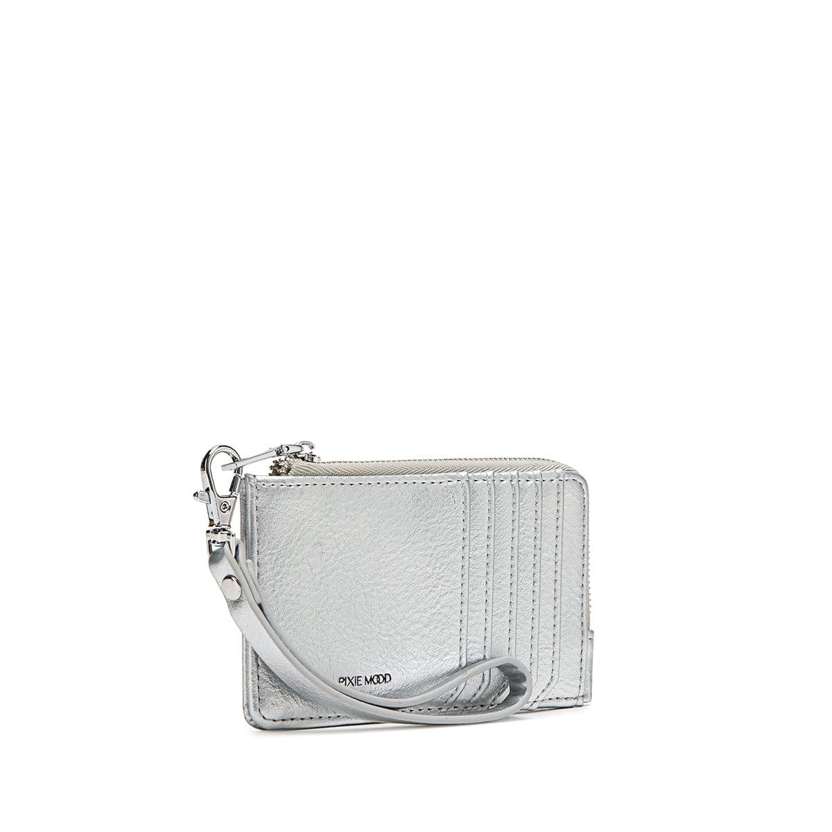 PIXIE MOOD ACCESSORIES Silver Pebble Quinn Card Wallet Silver Pebbled