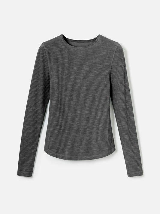 Ribbon Luxe Top Heather Coal / 2XS Bryony Crewneck Long Sleeve Top