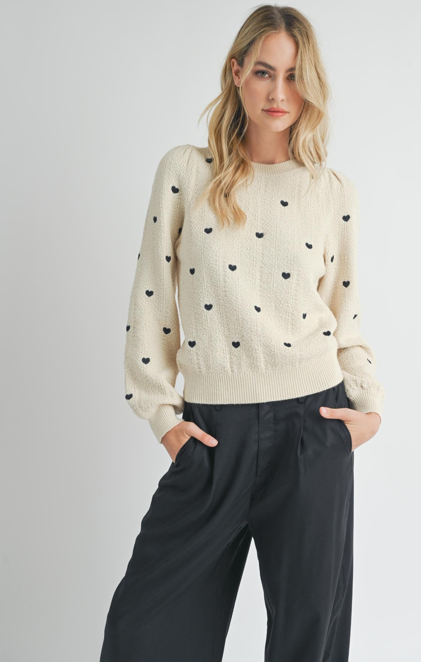 SADIE & SAGE sweaters Heart Eyes Embroidery Sweater