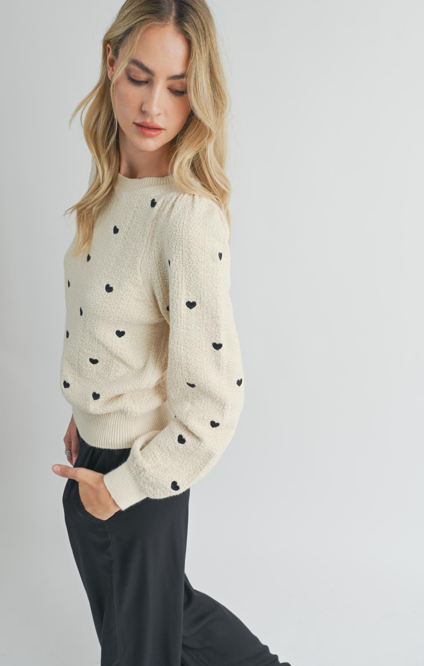 Heart Eyes Embroidery Sweater